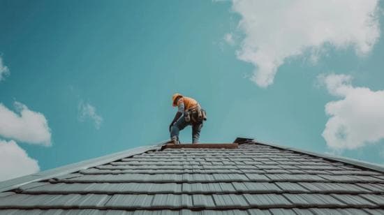 Man Repairing Roof for Insurance