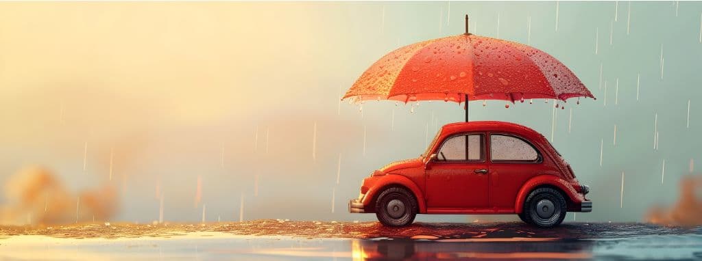 Insured Car with Umbrella in the Rail