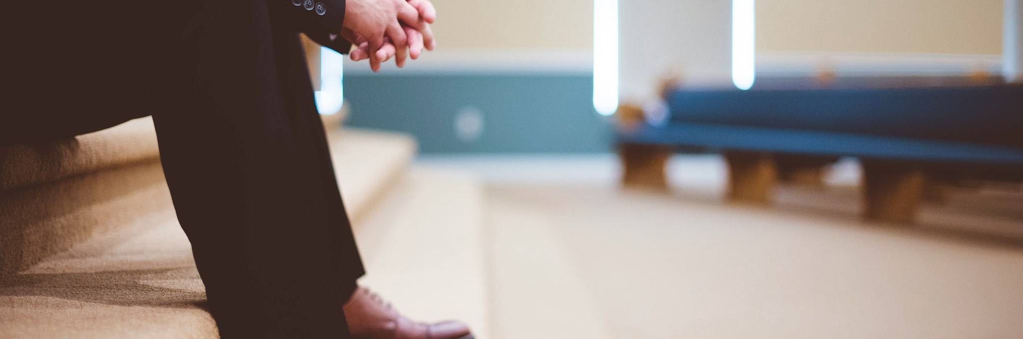 man sitting in a church