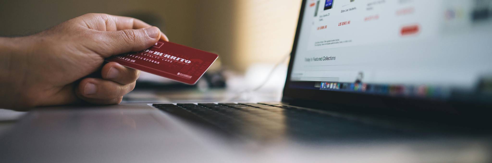 Making credit card payment on laptop