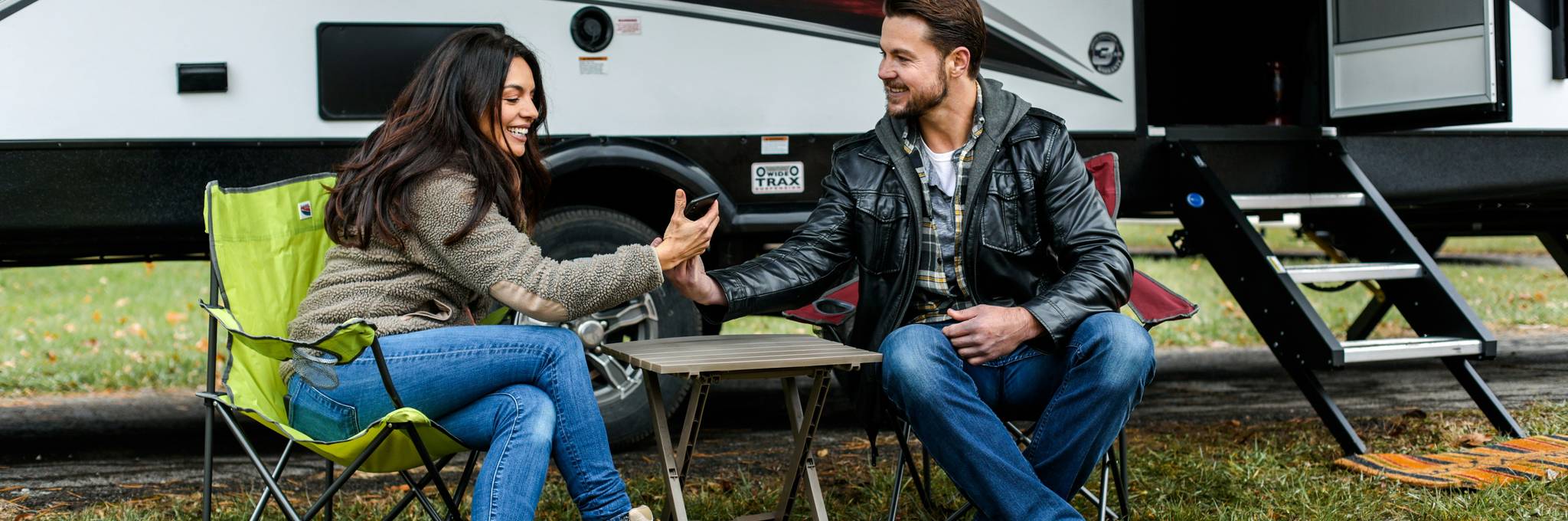 couple enjoying an rv
