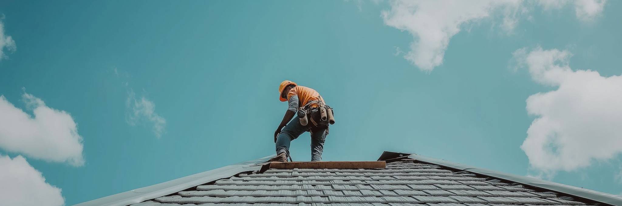Man Repairing Roof for Insurance